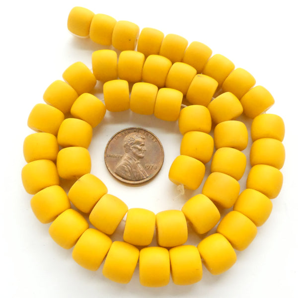 Matte Glass, Yellow Short Barrels 8x10mm on 16-inch Strands