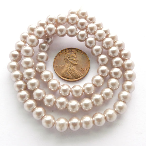 Glass Pearls, Round Taupe Luster, 6mm on 16-inch Strands