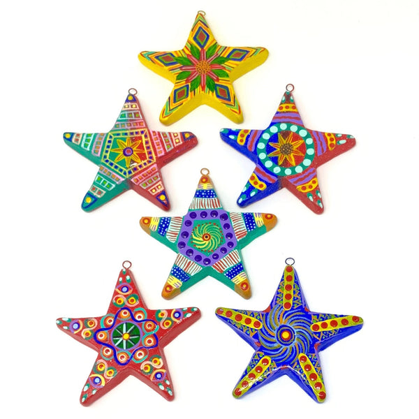 Ornament, Ceramic Stars, Hand-Painted in Guatemala, 3.25 diameter