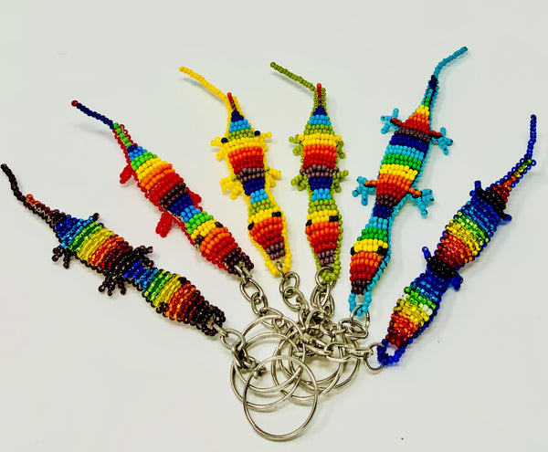 Kechain, Gekko aka Lizard, Beaded, 4-5 inches long excluding chain and ring