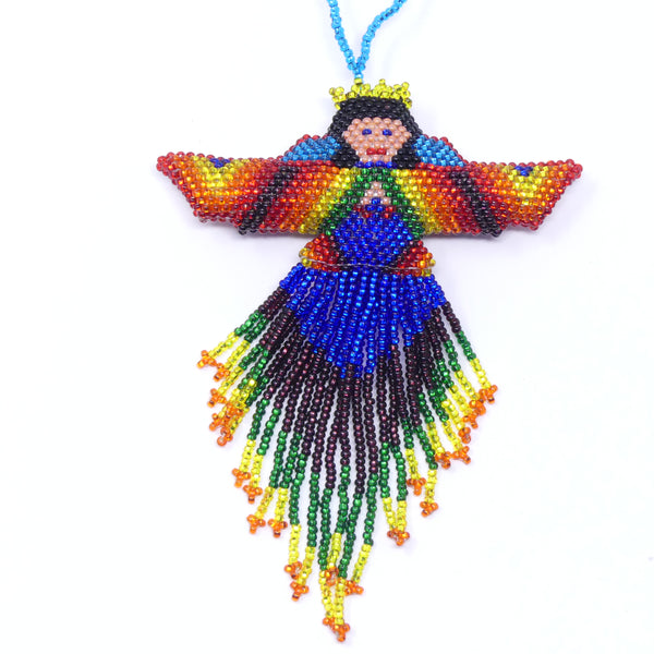 Ornament, Angel Made of Multi-Color Seed Beads, 6.5 inches long 4 inches wide