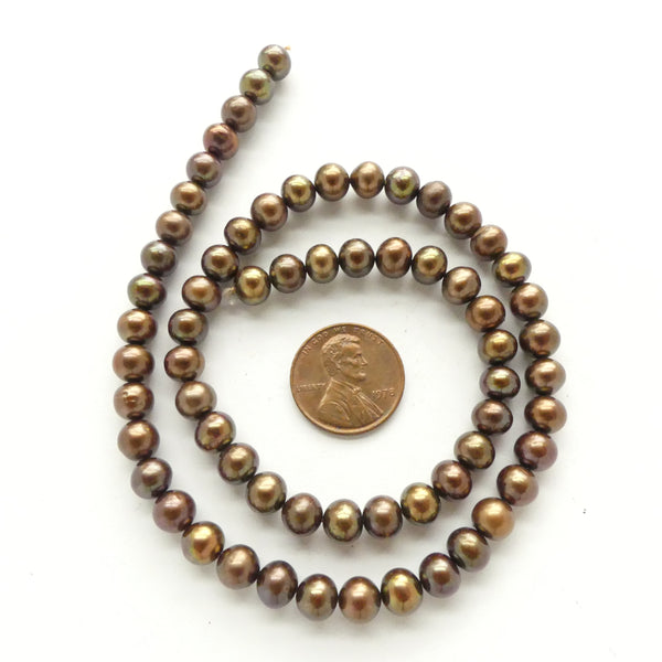 Pearls, Bronze, Dark Round 7mm on 16-inch Strands