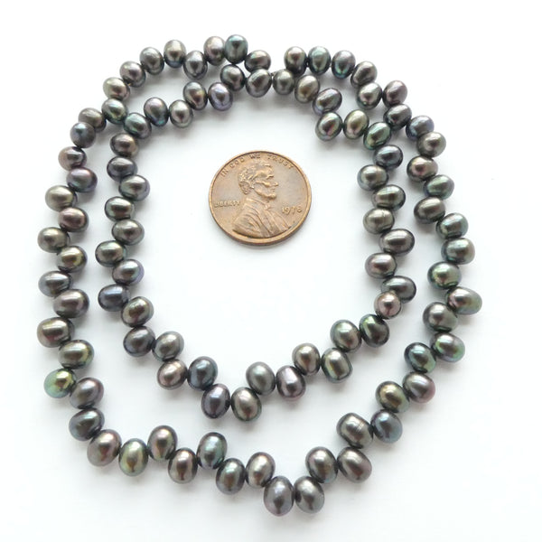 Pearls, Peacock, Small Dancers 6mm Drops on 16-inch Strands