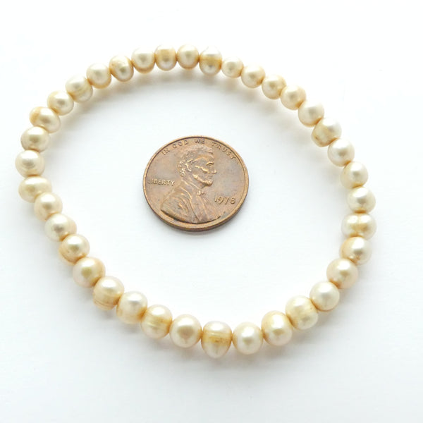 Pearls, Champagne, Rounded 5mm on Stretchy Bracelets