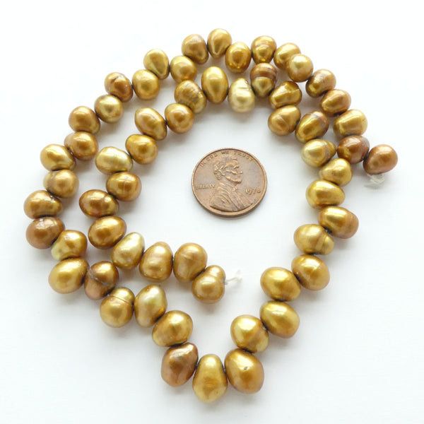 Pearls, Bronze, Large Top-Drilled Dancers 10mm long on 14-inch Strand