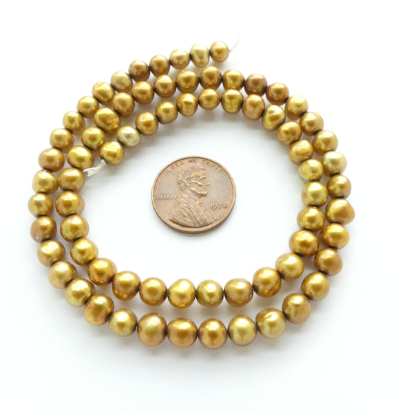 Pearls, Bronze, Round 6mm on 16-inch Strands