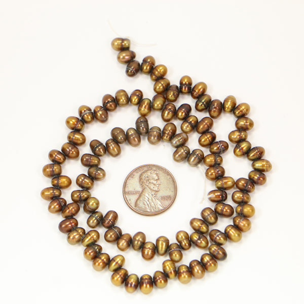 Pearls, Bronze, Dancer Shape, 3x6mm on 16-inch Strands