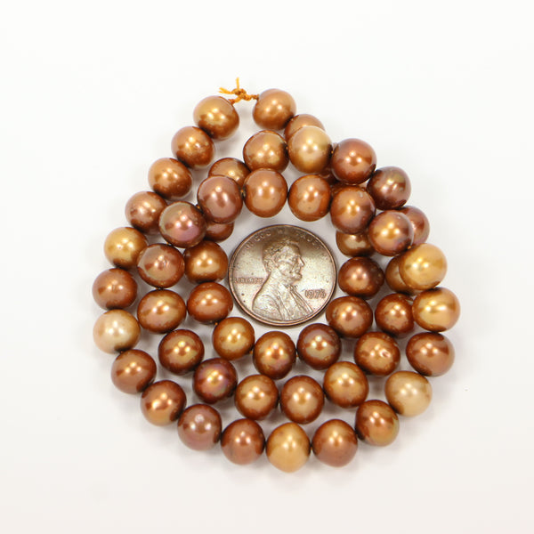 Pearls, Bronze, Large Round Pearls 8mm Diameter on 16-inch Strand
