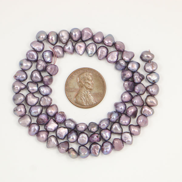 Pearls, Peacock Baroque Medium Light Color and Irregular Size 6x7mm on 16-inch Strands
