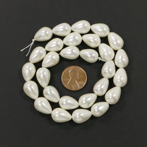 Shell Pearls, Teardrop Shape, 15x10mm, Sold in Sets of 6