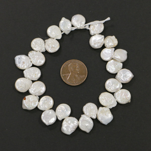 Pearls, White, Tabular Shape, 5x12mm on 8-inch Strand