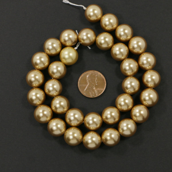 Shell Pearls, Round, Champaign, 12mm on