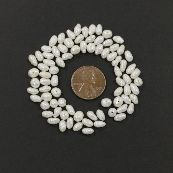 Pearls, White, Various Shapes, 5x4mm - 4x6mm, Loose Mixed Lot