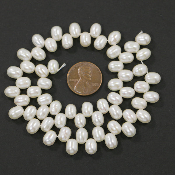 Pearls, White, 5x8mm on 12-inch Strand
