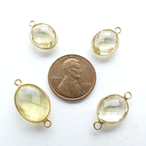 Citrine, Faceted Oval Bezel-Set Pendants & Links, Set of 4