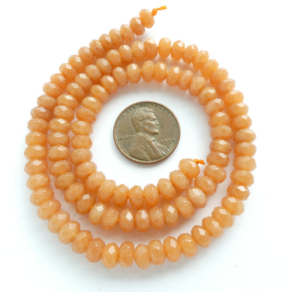 Red Aventurine, Faceted Rondelles, 4x6mm on 16-inch Strand