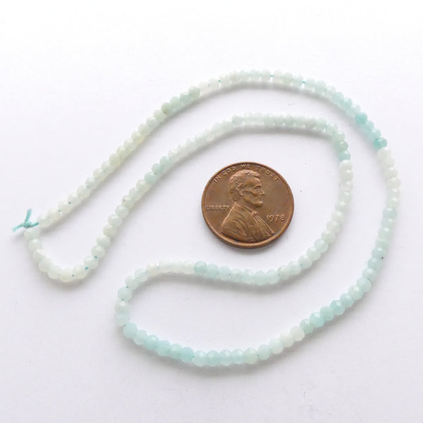 Amazonite, Faceted Round 3mm Beads on 14-inch Strands