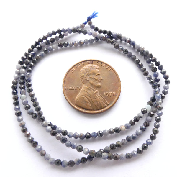 Sapphire, Blue, Faceted Round 2mm Beads on 14-inch Strands