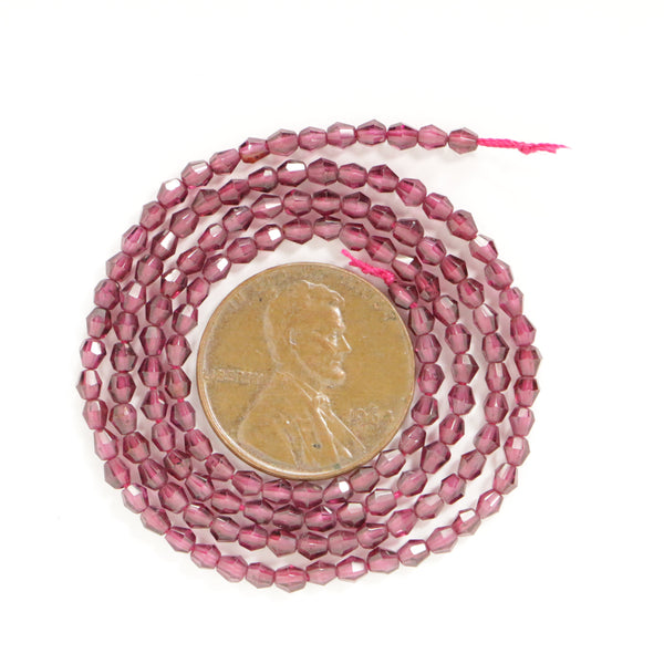 Garnet, Faceted 2mm Bicone Beads on 14.5 inch Strands