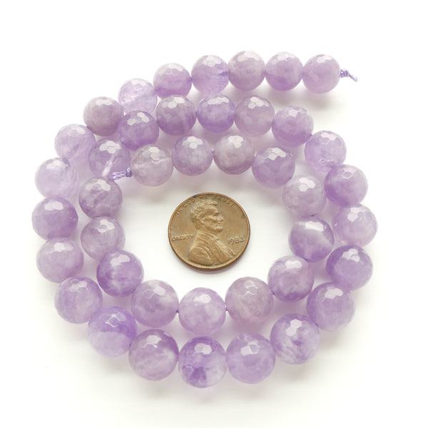 Amethyst, Faceted Round Beads 10mm Diameter on 16-inch Strands
