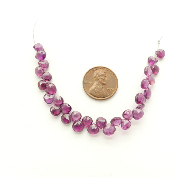 Garnet, Rhodolite Faceted Briolettes, 6c6mm, Set of 31