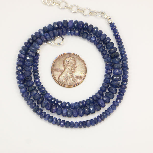 Sapphire, Natural Blue Facted, Graduated Strand 3-5mm, 16-inch Strand