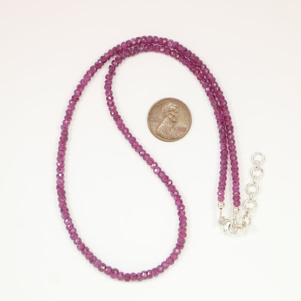 Ruby, Natural Faceted, Graduated Strands 3-5mm, 17-inches