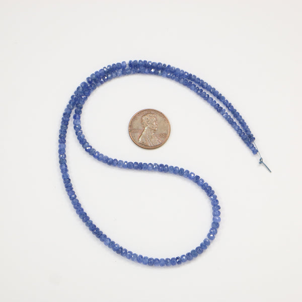 Sapphire, Natural Blue Faceted, Graduated Strands 2-4mm, 16 inches long