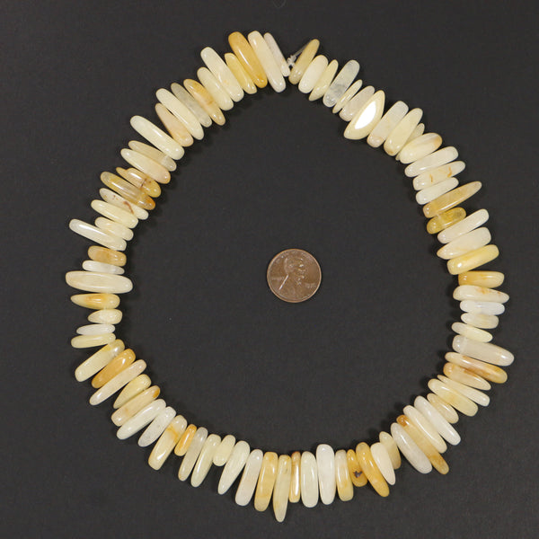 Yellow Jade, Sticks 10-20mm long Top Drilled, on 16-inch Strands