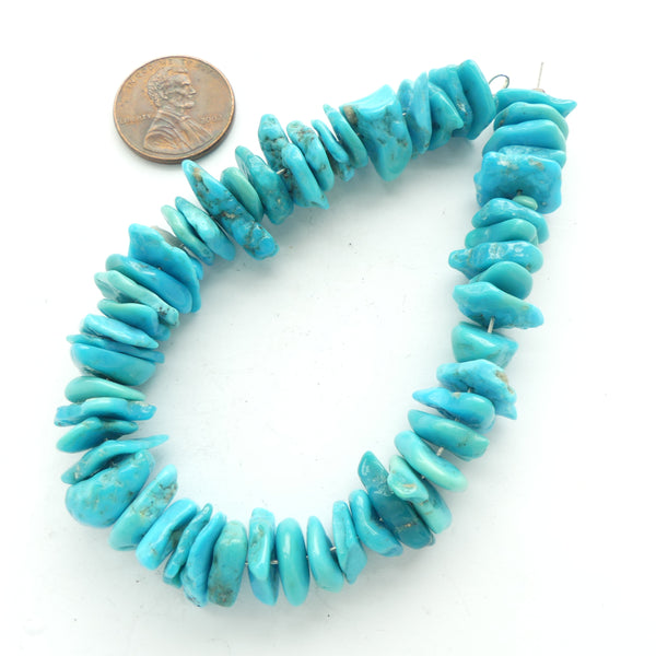 Turquoise, Large Chips, Brilliant Color Most 10-12mm Diameter on a Short 7.5-inch Strand