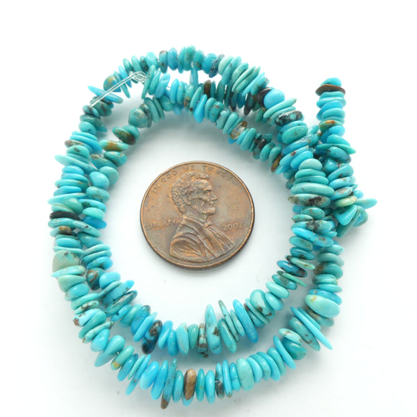 Turquoise, Mini Chips, about 1x4mm on 13-inch Strand