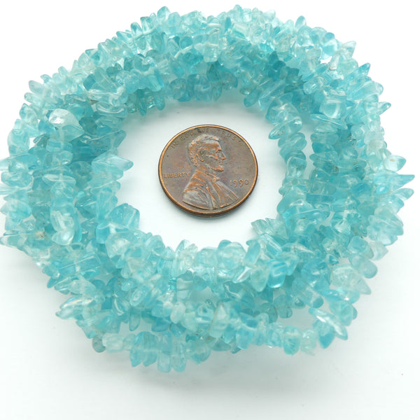 Apatite Chips, 5mm on 34-inch Strand