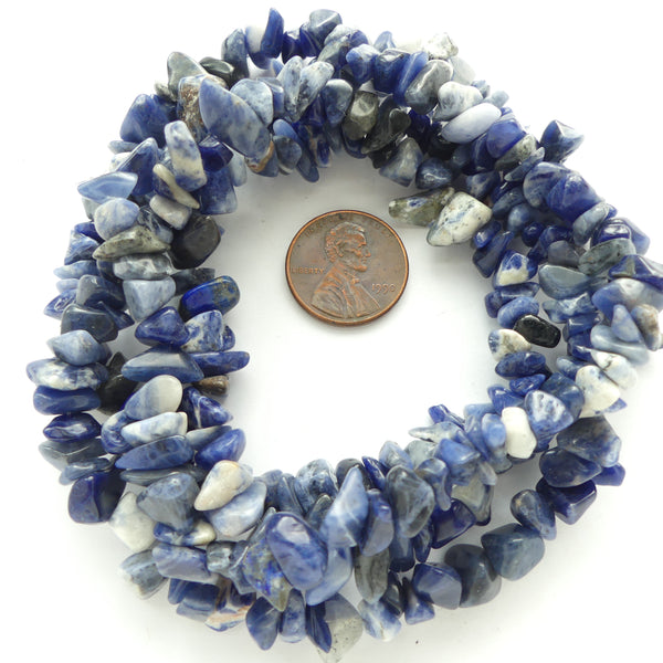 Sodalite, Chips 8mm on 34-inch Strand