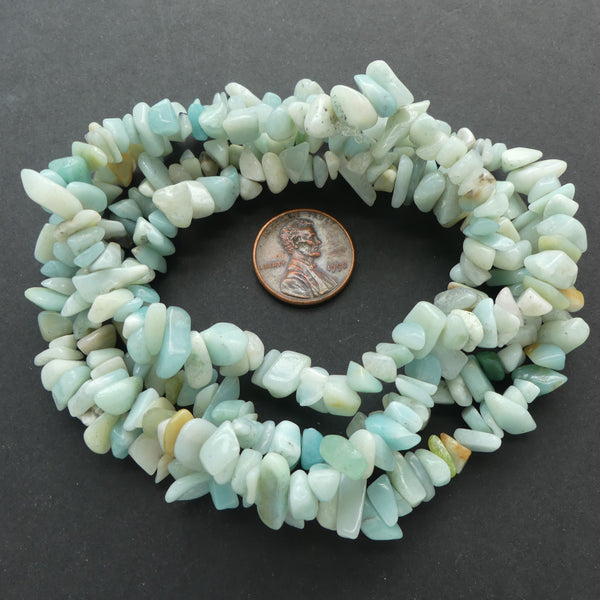 Amazonite, Chips, 8mm on 34-inch Strands