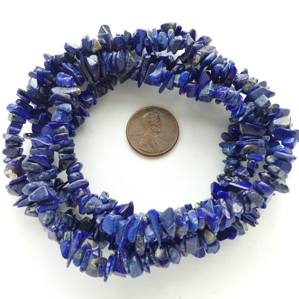 Lapis Lazuli Chips, Dark Blue 8mm on 35-inch Strand
