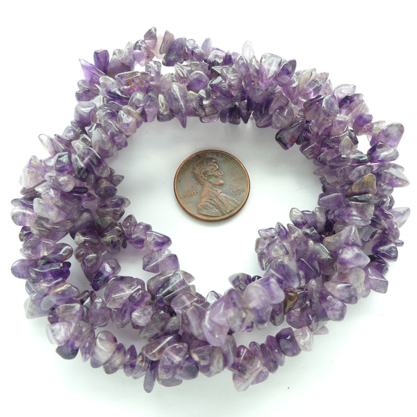 Amethyst Chips, Dark Purple 8mm on 36-inch Strand
