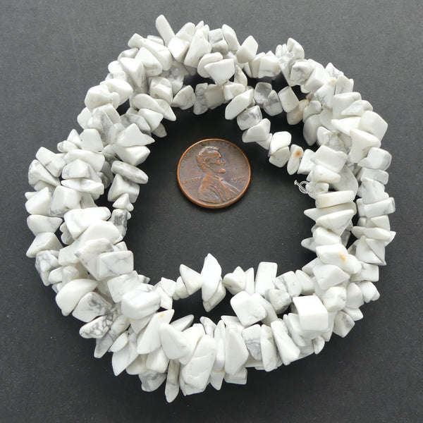 Howlite, Chips, White, 8mm on 36-inch Strands