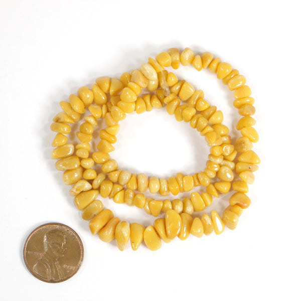 Yellow Jasper, Chips, Size Varies Largest 4x10mm on 16-inch Strand