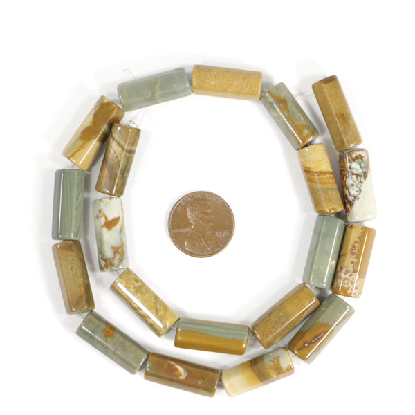 Imperial Jasper, Faceted Cylinder, 20x8mm on 16-inch Strands