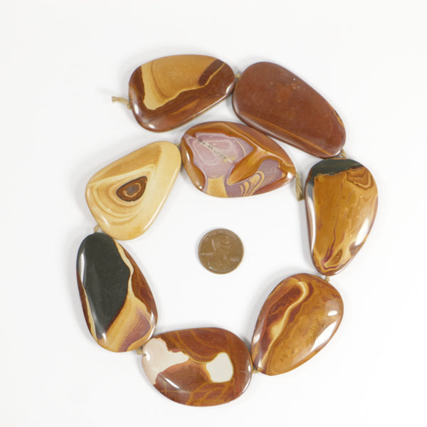 Mookite, Flat Irregular Shapes, Largest 50x30mm on 16-inch Strand