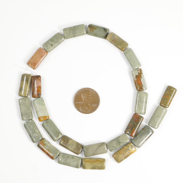 Imperial Jasper, Rectangle, 17x8mm on 16-inch Strands