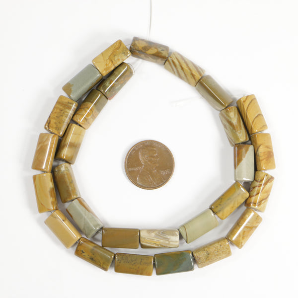 Imperial Jasper, Triangular Tube, 14x8mm on 16-inch Strand