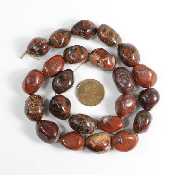 Poppy Jasper, Nugget, Size Varies Slightly, About 18x13mm on 16-inch Strand