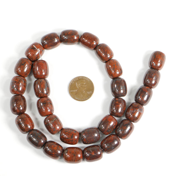 Jasper, Reddish Brown, Barrel, 14x12mm on 16-inch Strand