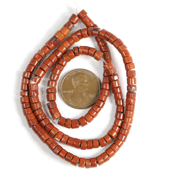 Red Jasper, Slice, 2x4mm on 16-inch Strand