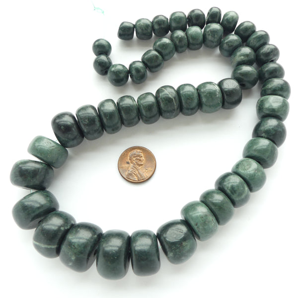 Jade, Guatemalan Greenstone, Frieda Kahlo Style Beads, Graduated 22-inch Strands