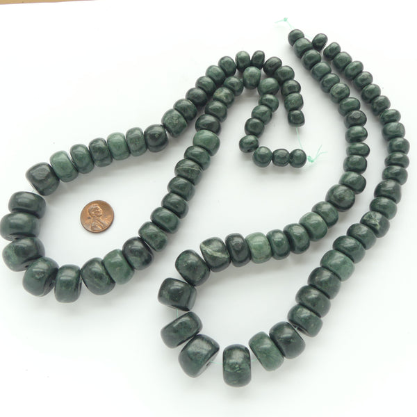Jade, Guatemalan Greenstone, Frieda Kahlo Style Beads, Graduated 22-inch Strands