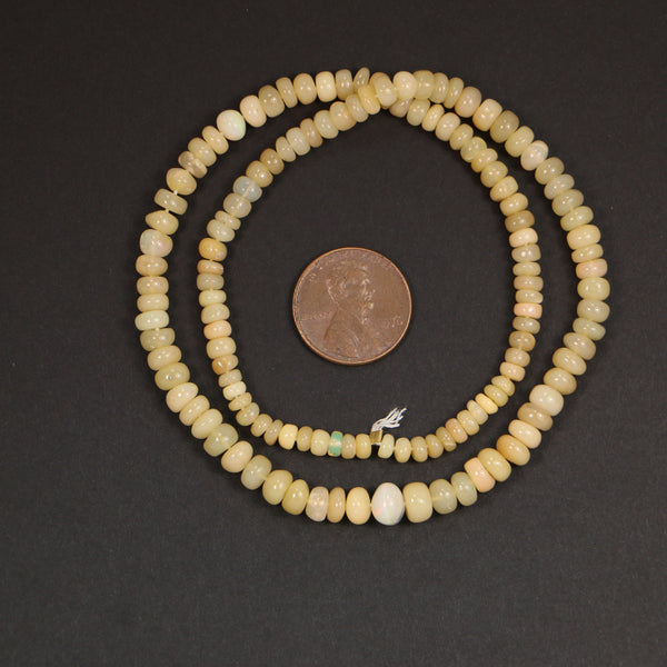 Opals, Ethiopian, Graduated Rondelles 4-6mm on 15-inch Strand