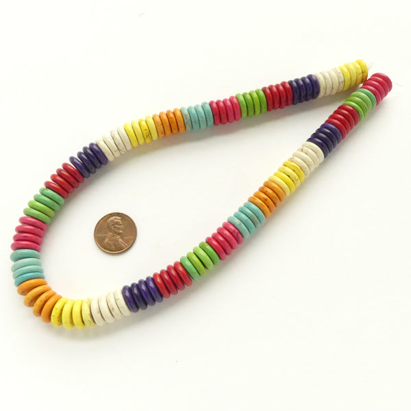 Magnesite, Dyed Discs 3x12mm on 16-inch Strands
