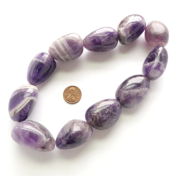 Amethyst Nuggets, Giant Freeform 1.5" x 1" on 16-inch Strands